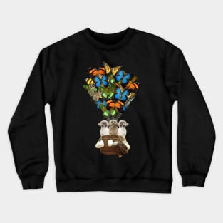 Shih Tzu Dog Butterfly Hot Air Balloon Crewneck Sweatshirt